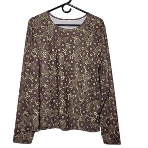 ISIS For Women Long Sleeve All Over Pattern Top XL Coolmax Active Travel Workout